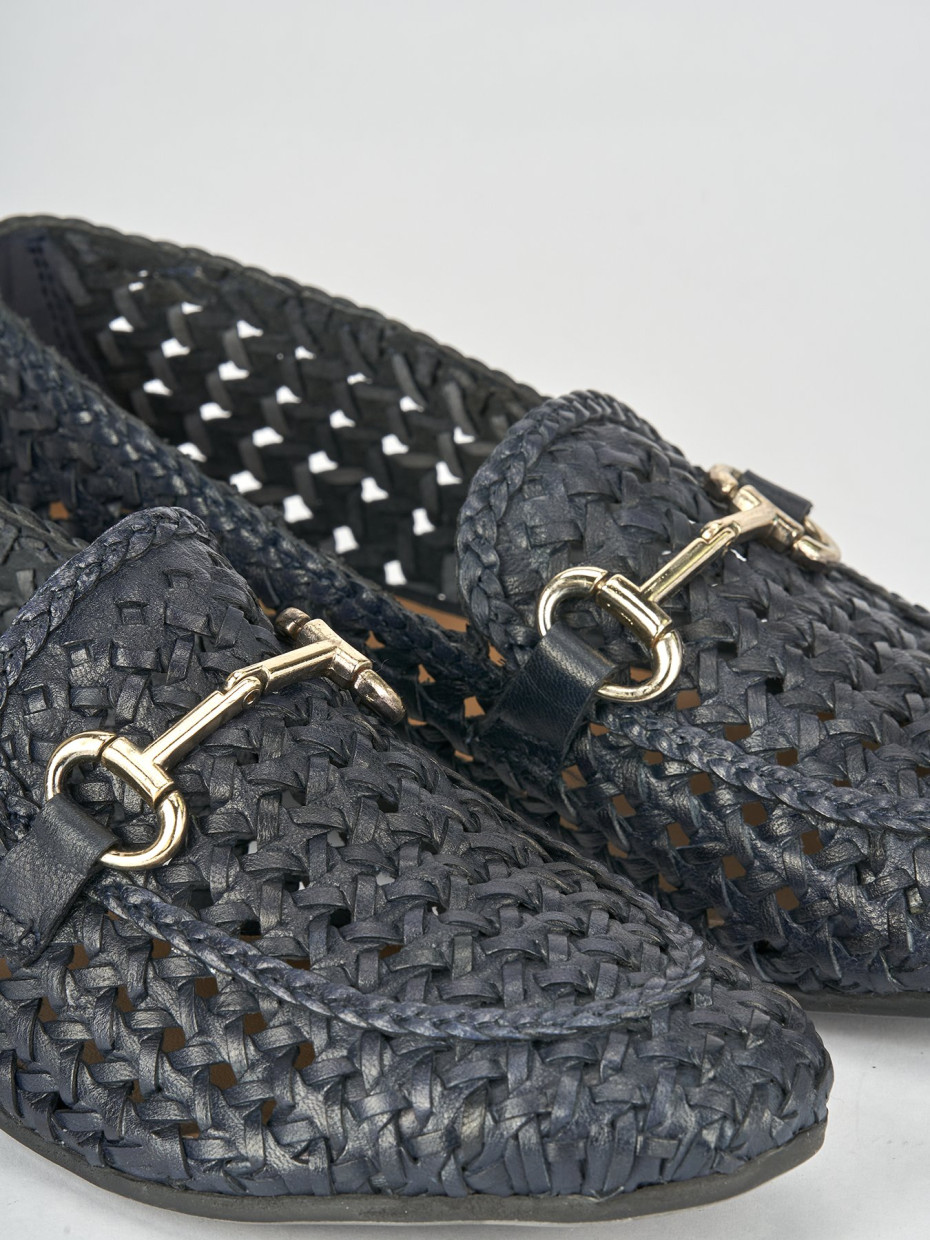 Mocassini tacco 1cm pelle blu