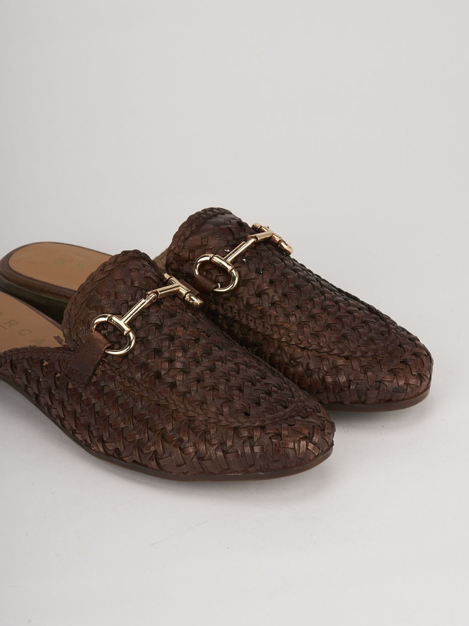 Sabot heel 1 cm dark brown leather