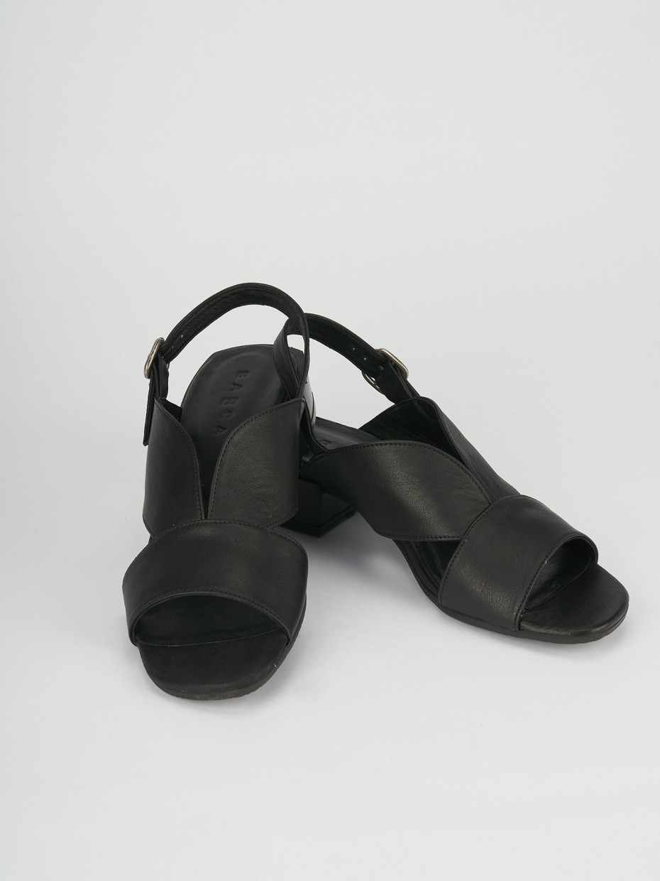 Sandali tacco 5cm pelle nero
