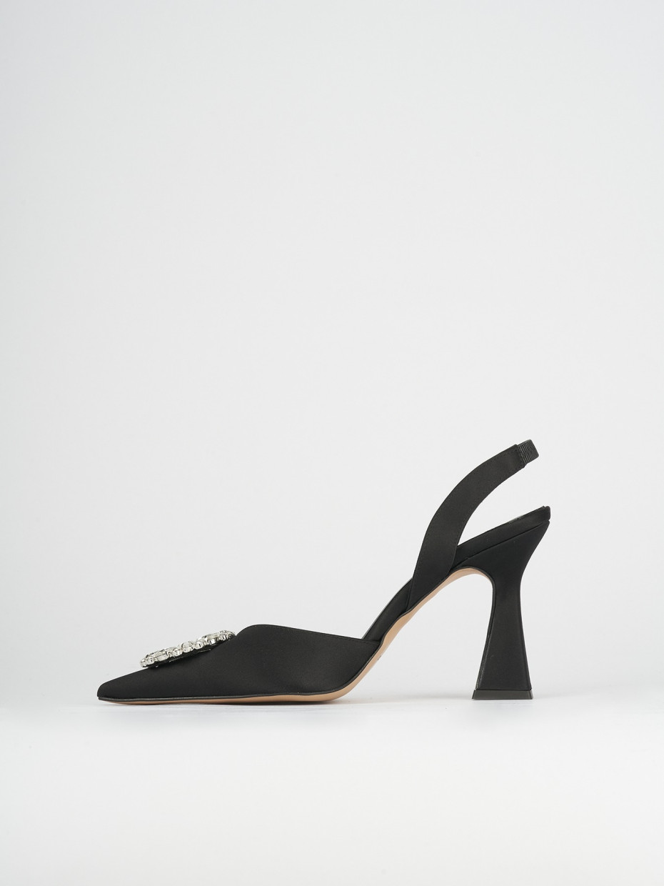 Slingback decoltè tacco 9 cm nero pelle