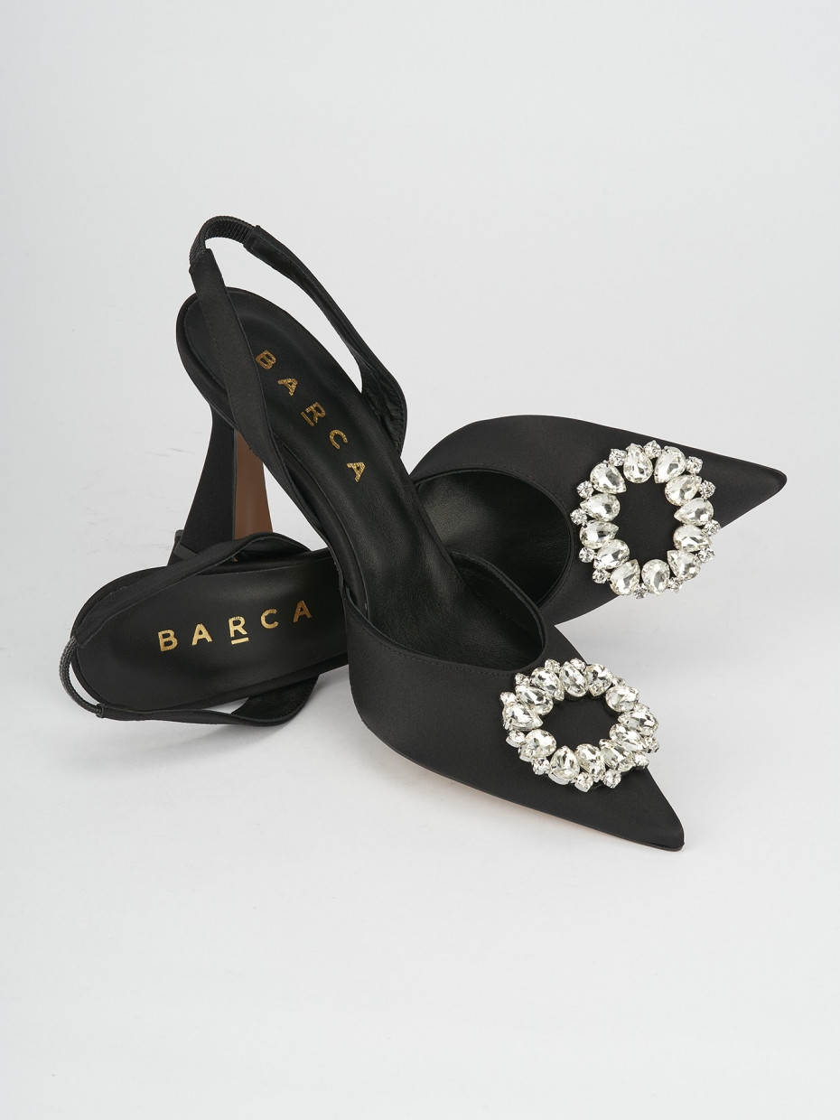 Slingback decoltè tacco 9 cm nero pelle