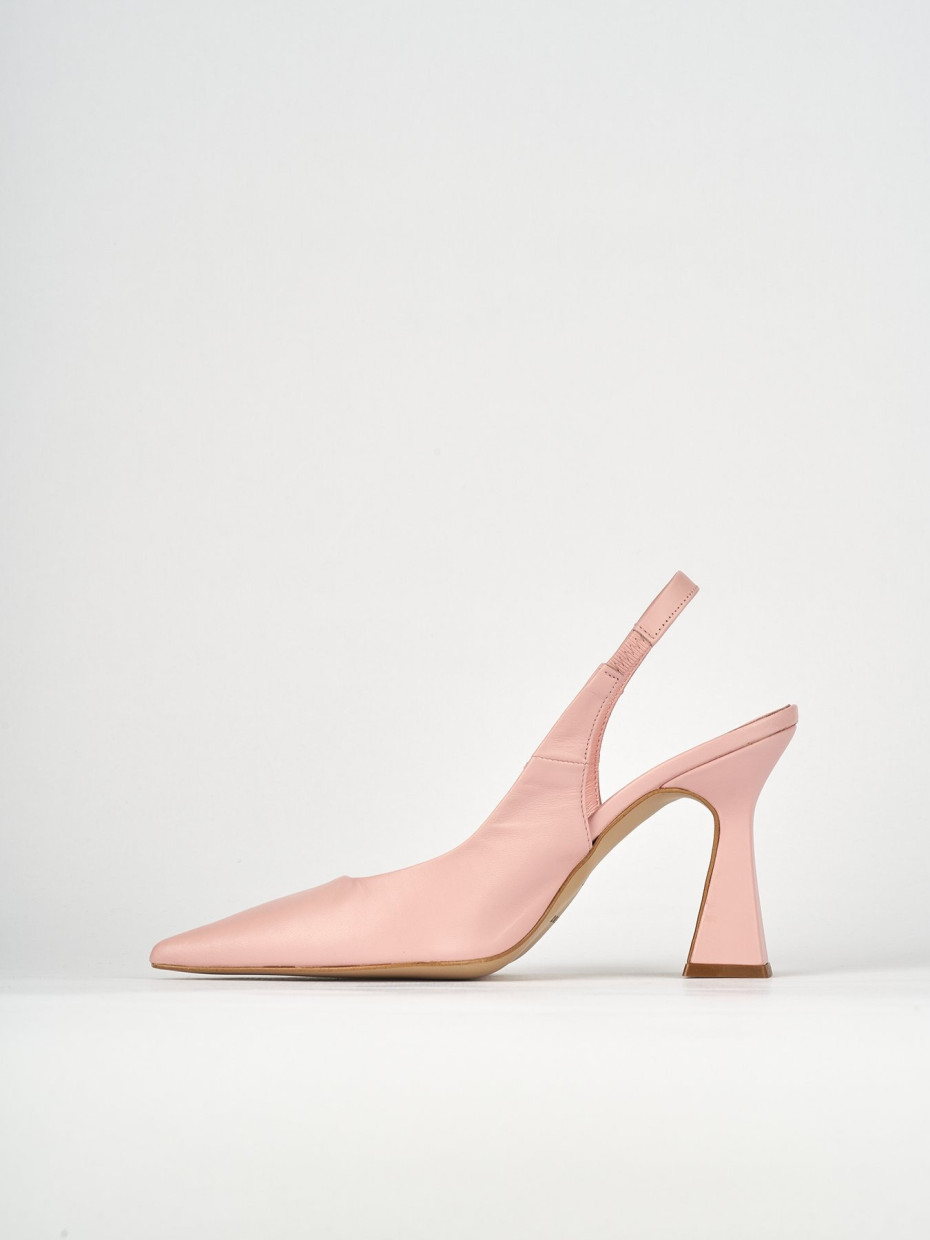 Slingback decoltè tacco 9 cm rosa pelle
