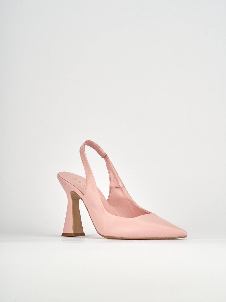 Slingback decoltè tacco 9 cm rosa pelle