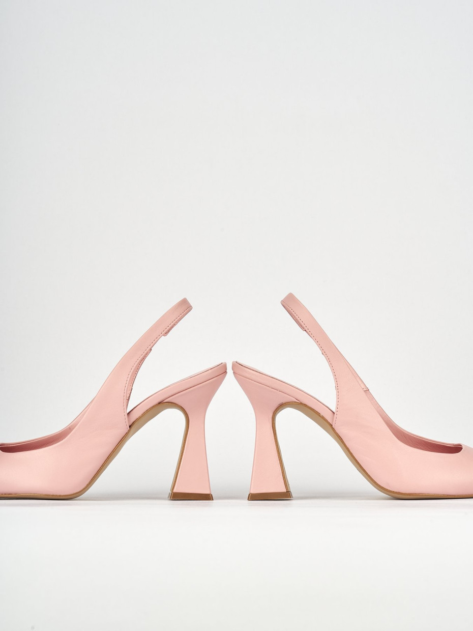 Slingback decoltè tacco 9 cm rosa pelle