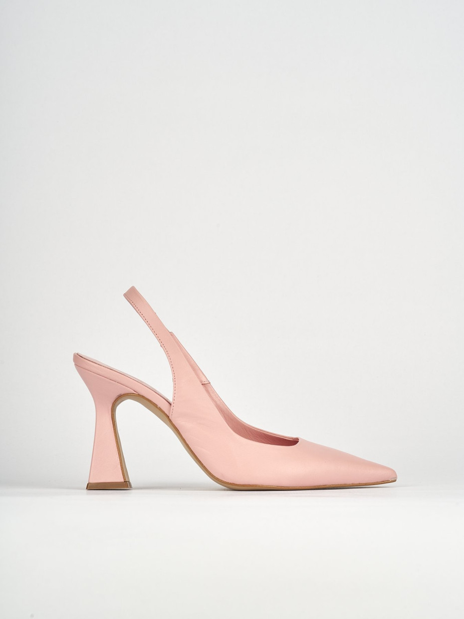 Slingback decoltè tacco 9 cm rosa pelle