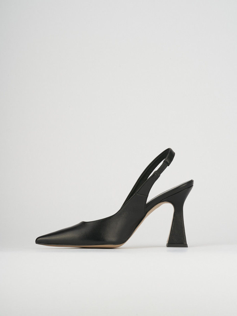 Slingback decoltè tacco 9 cm nero pelle
