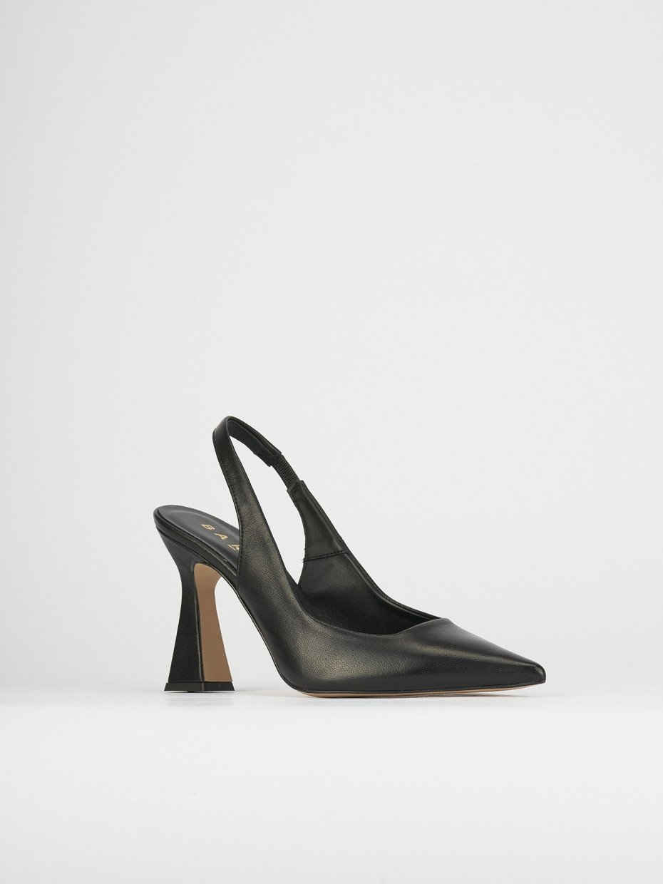 Slingback decoltè tacco 9 cm nero pelle