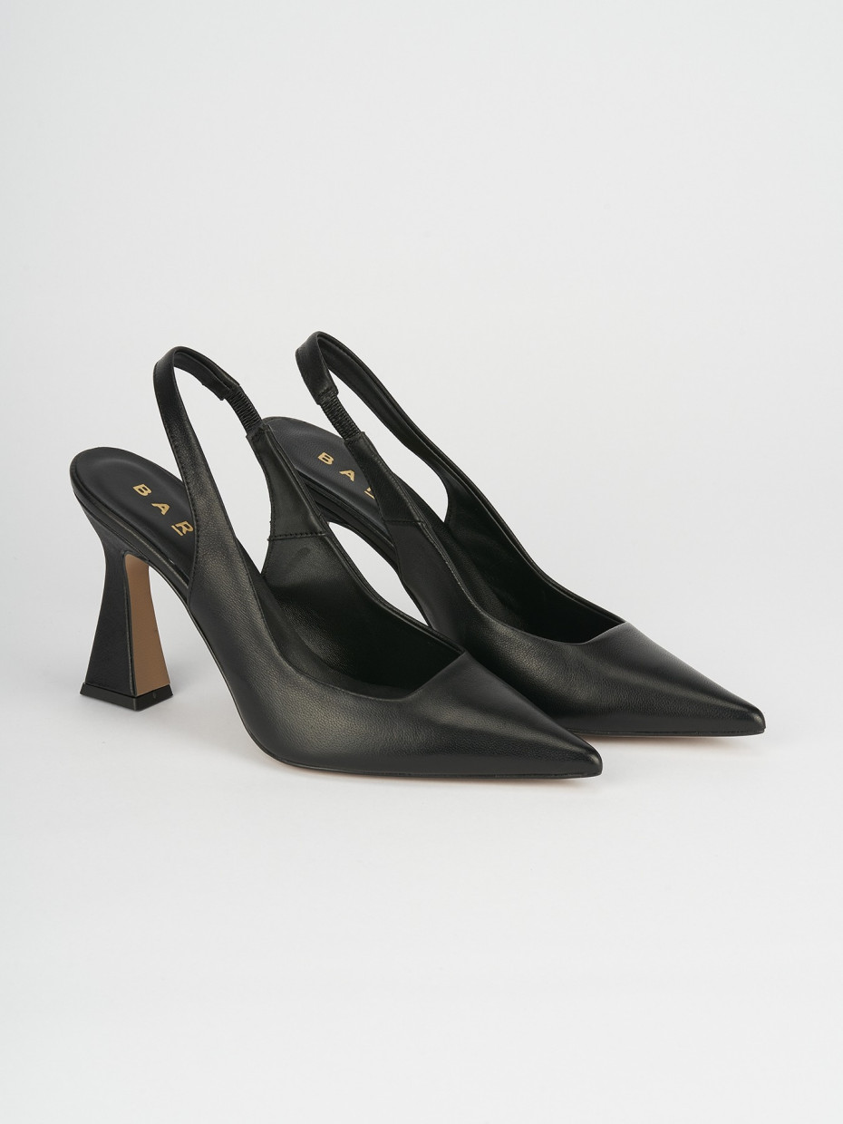 Slingback decoltè tacco 9 cm nero pelle