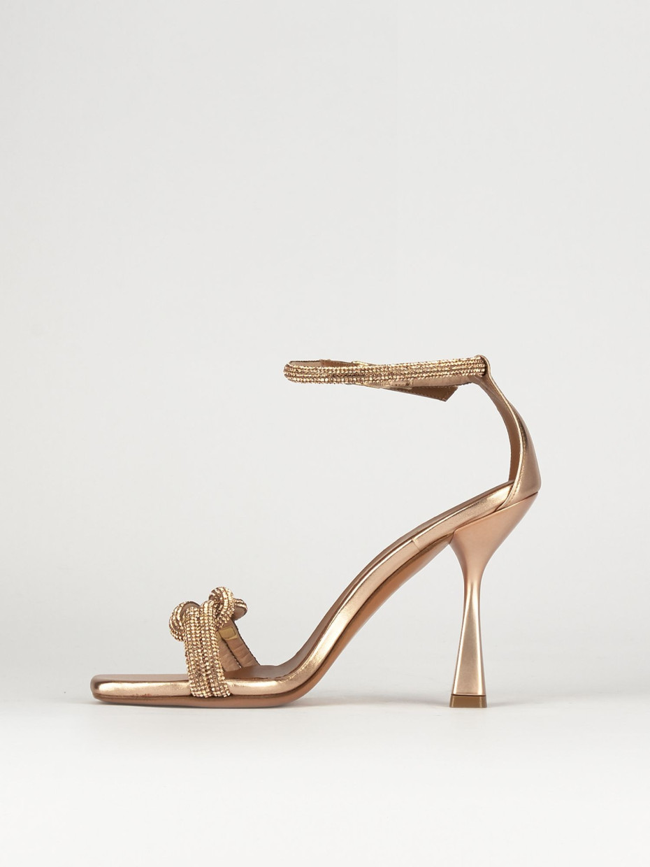 Sandali tacco 9cm pelle bronzo