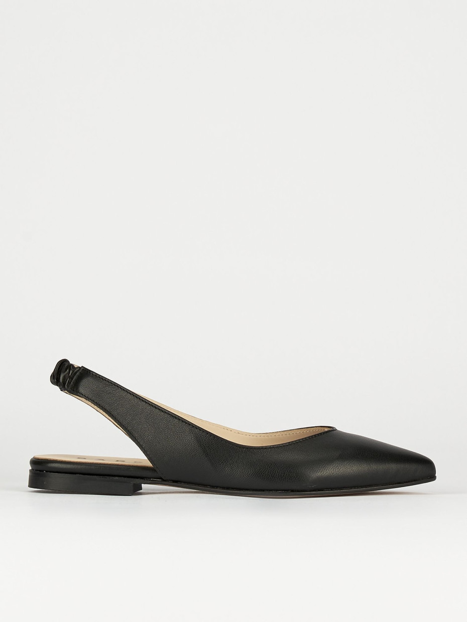 Ballerina slingback decoltè tacco 1 cm nero pelle