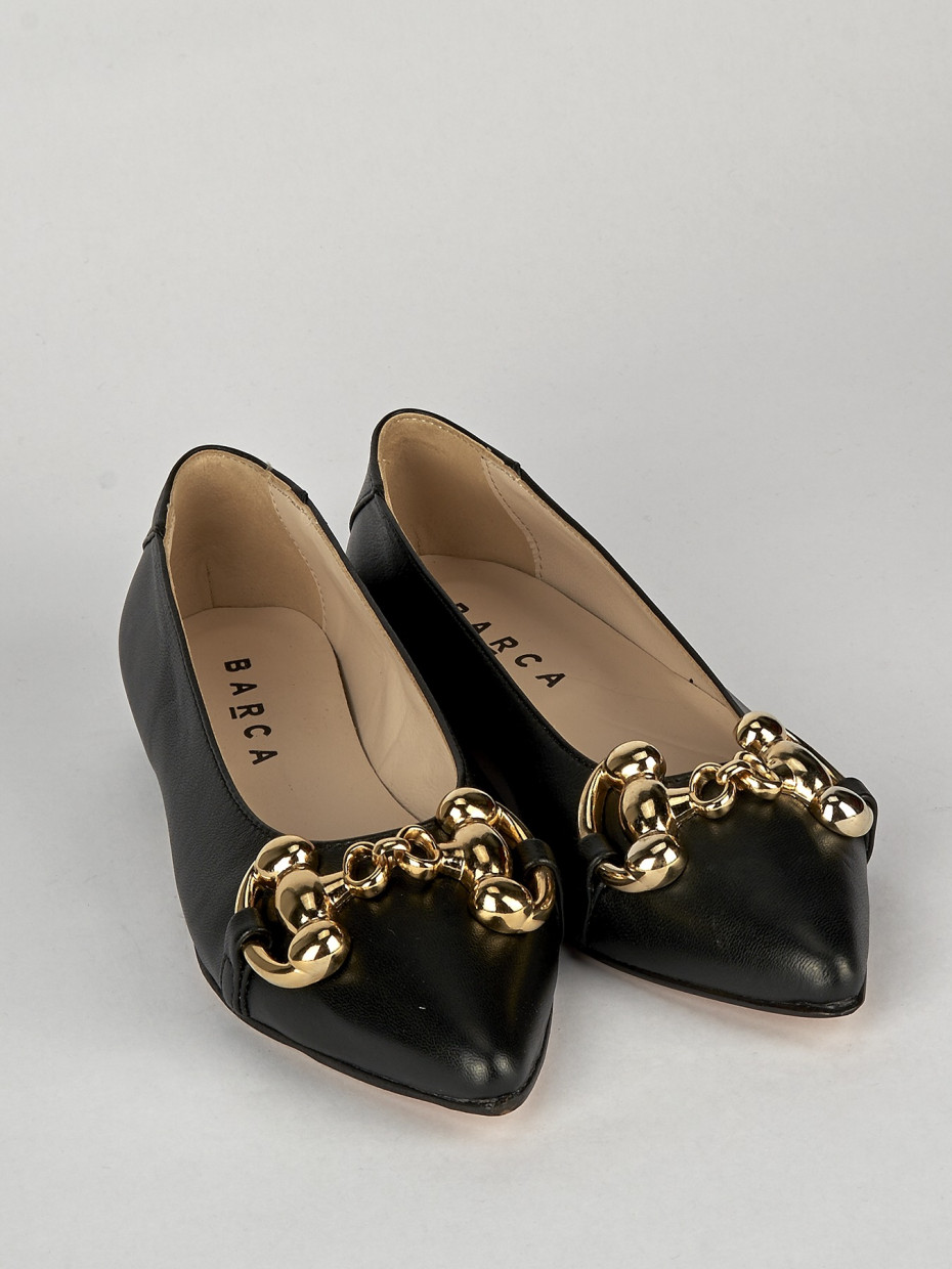 Flat shoes heel 1 cm black leather