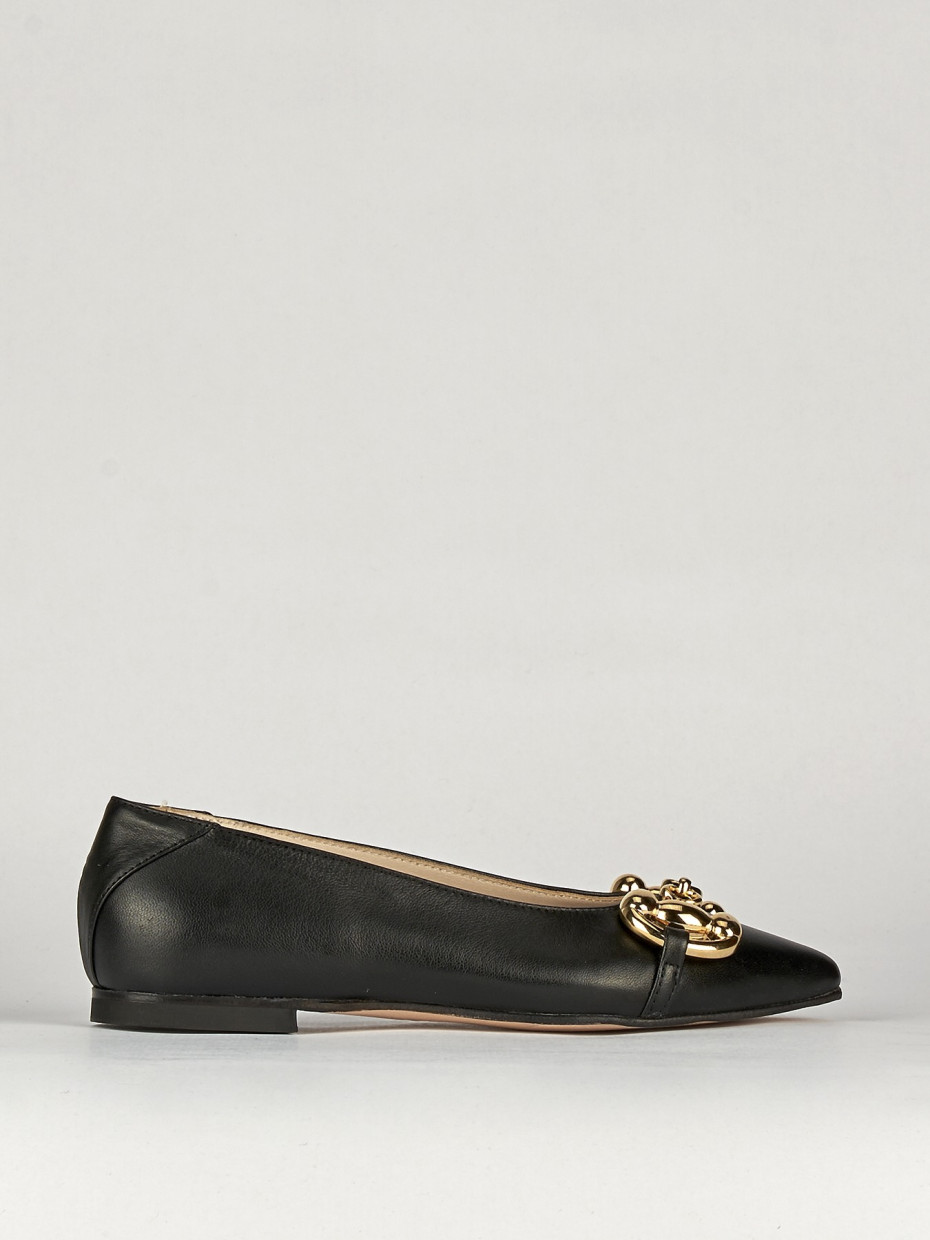 Flat shoes heel 1 cm black leather