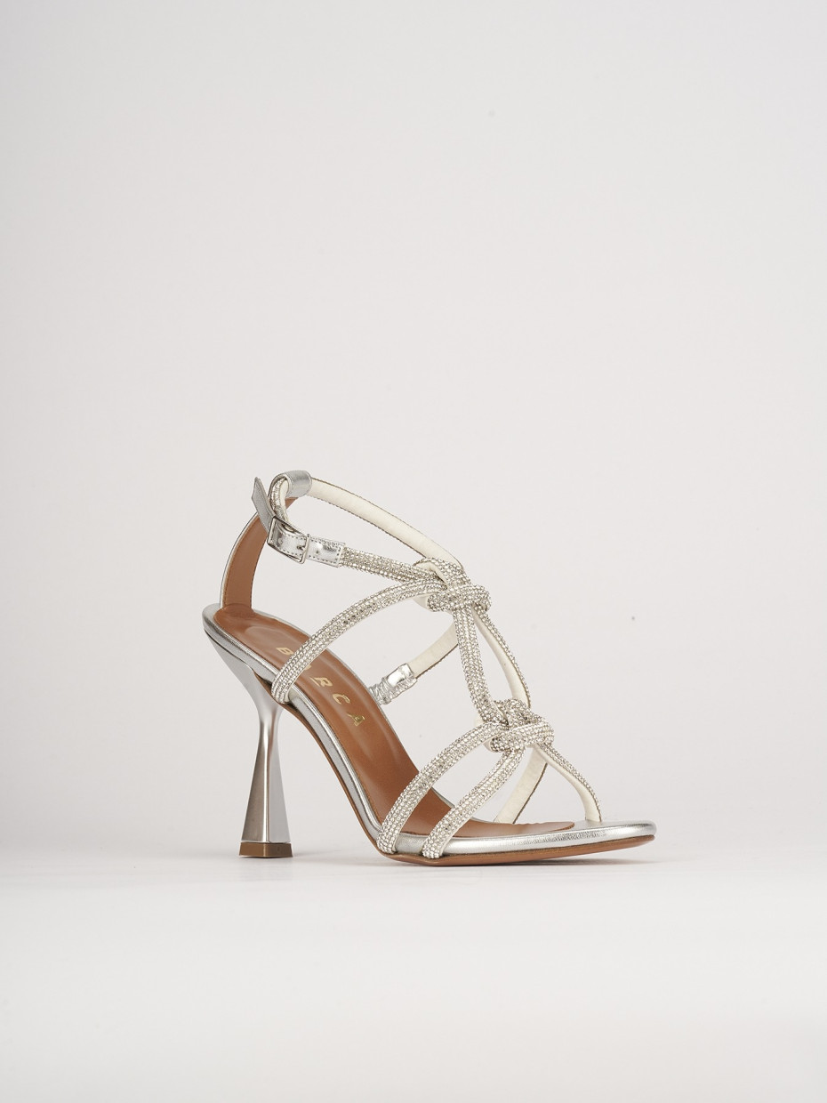Sandali tacco 9cm pelle argento