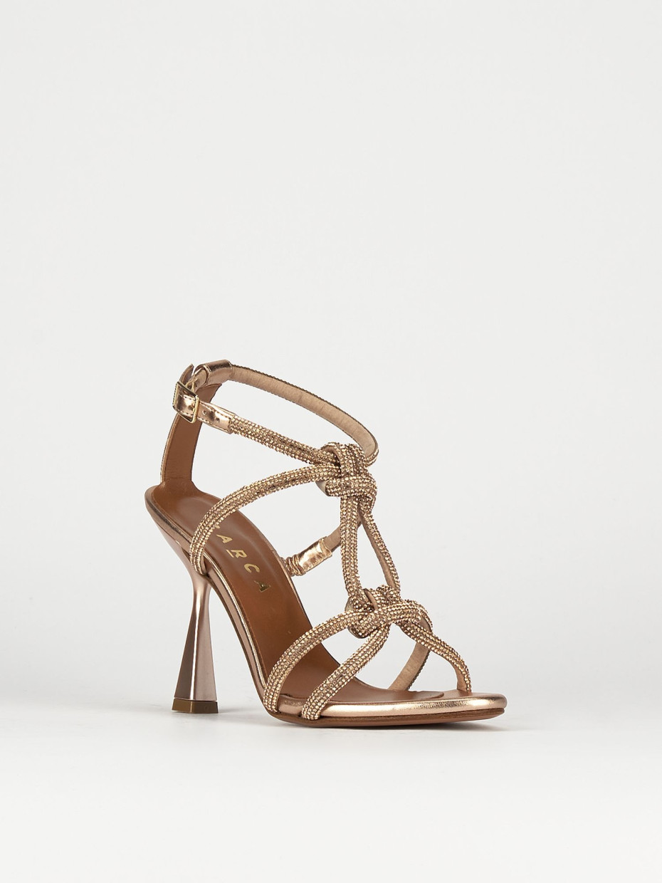 High heel sandals woman heel 9 cm bronze leather Barca Stores