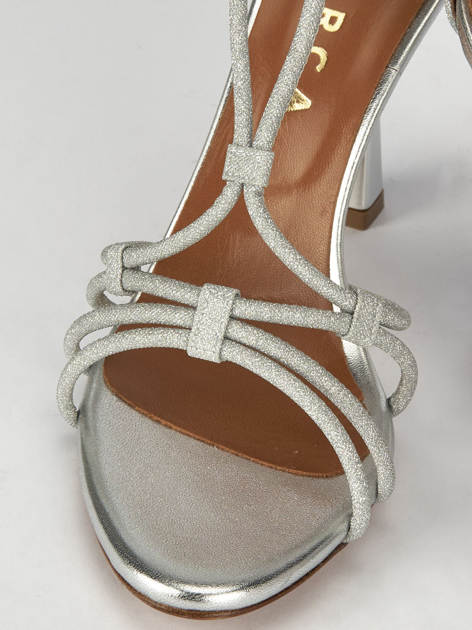 Sandali tacco 9cm pelle argento