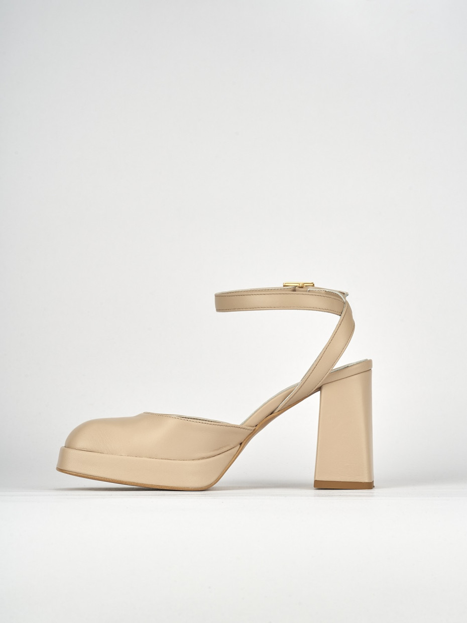 Sandali tacco 9cm pelle beige
