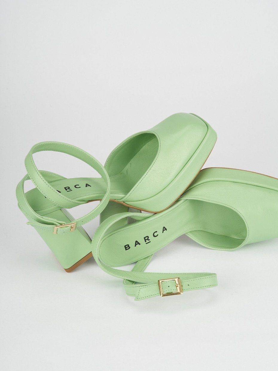 Sandali tacco 9cm pelle verde