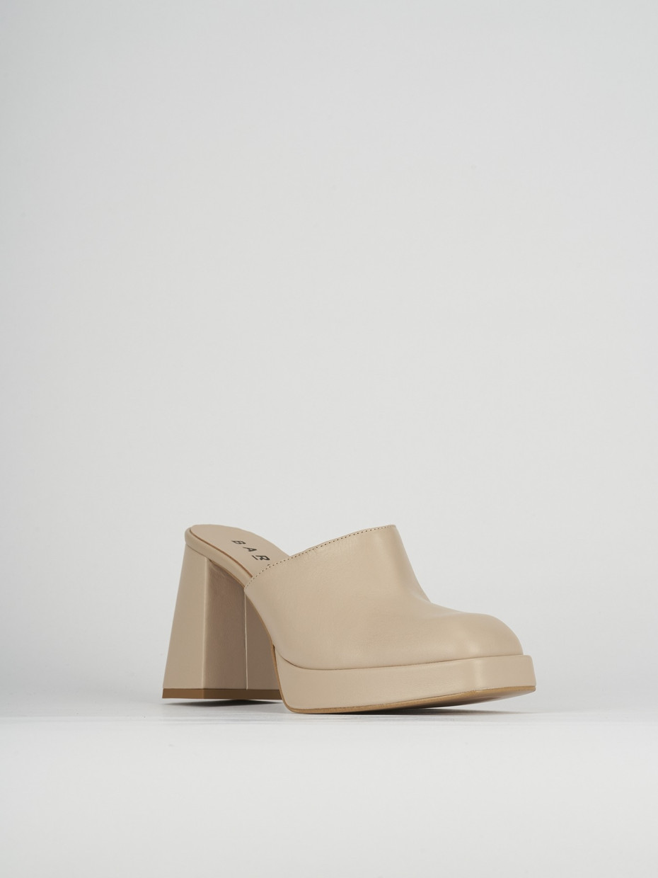 Sabot heel 9 cm beige leather