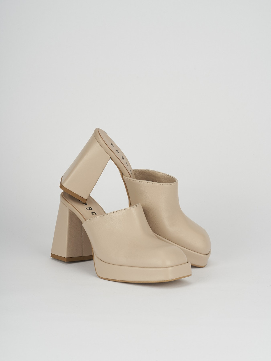 Sabot woman heel 9 cm beige leather Barca Stores