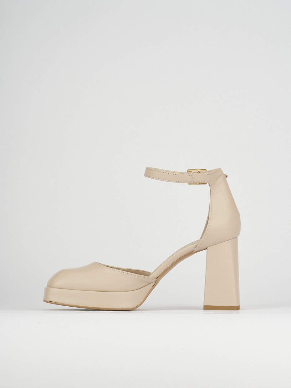 Décolleté e slingback tacco 9cm pelle beige