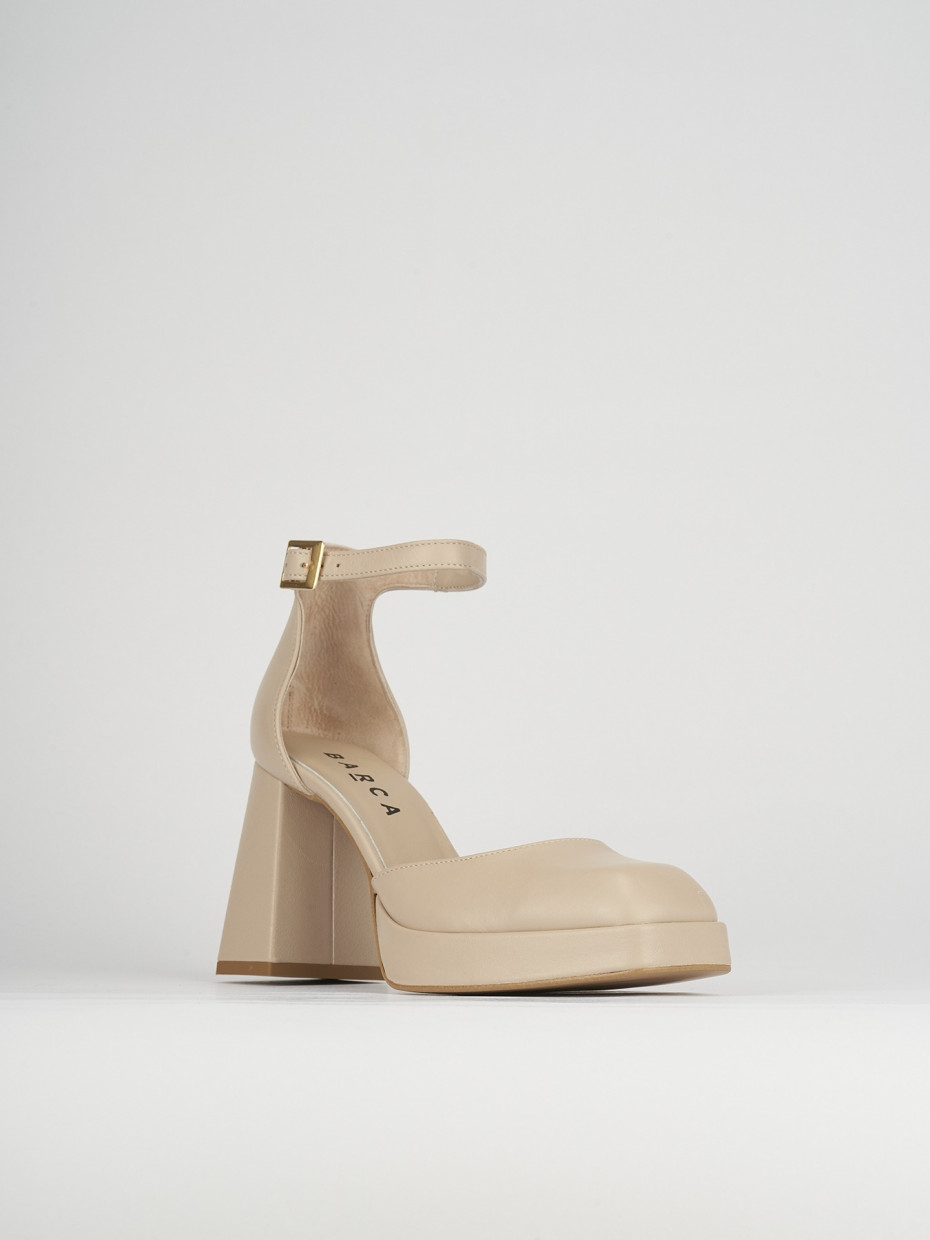Décolleté e slingback tacco 9cm pelle beige