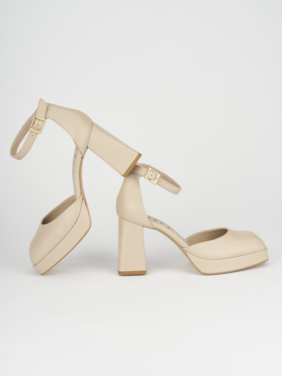 Décolleté e slingback tacco 9cm pelle beige