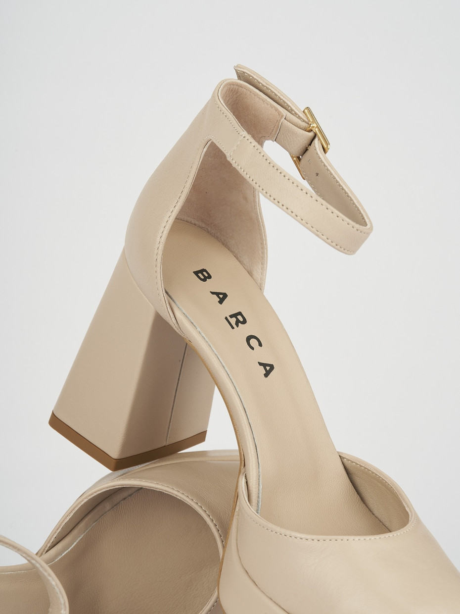 Décolleté e slingback tacco 9cm pelle beige