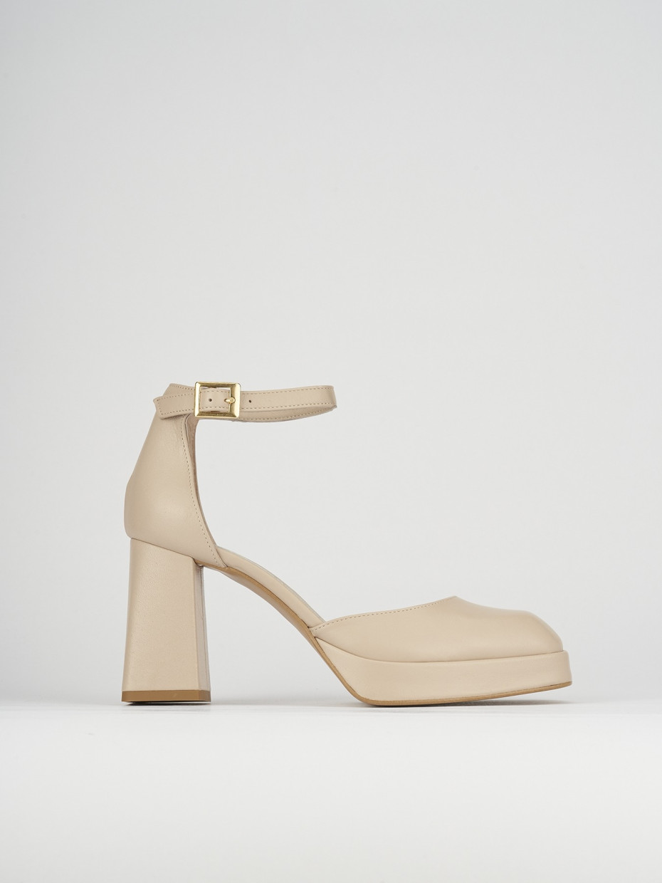 Décolleté e slingback tacco 9cm pelle beige