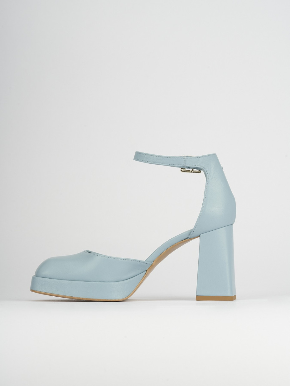 Pumps heel 9 cm light blue leather
