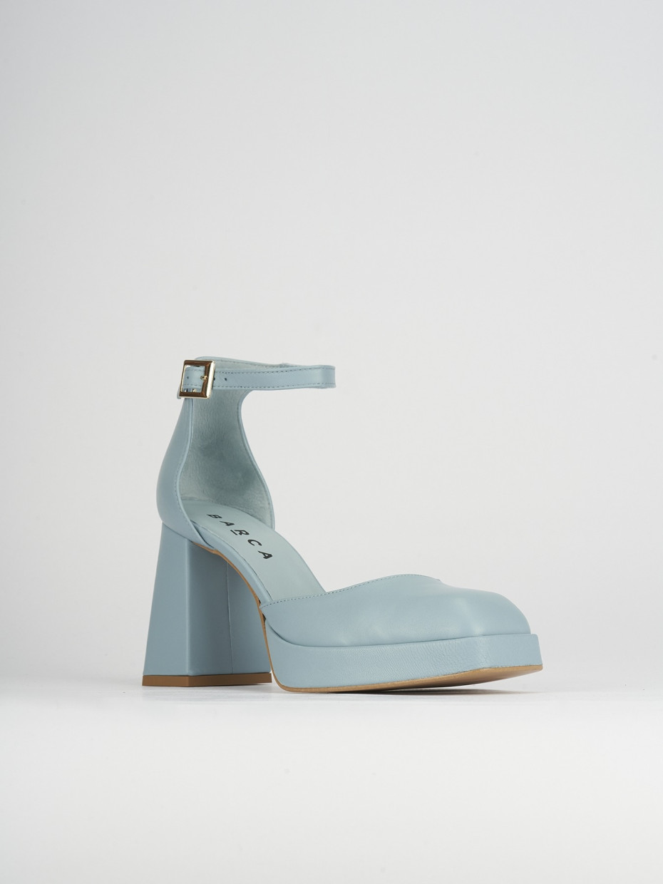 Pumps heel 9 cm light blue leather
