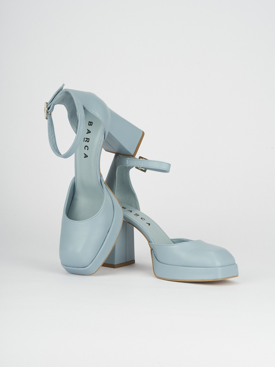 Pumps heel 9 cm light blue leather