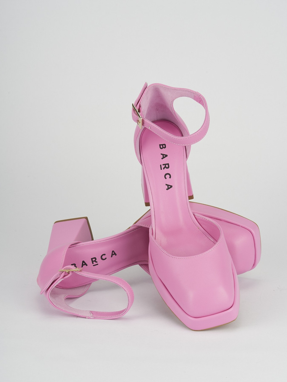 Décolleté e slingback tacco 9cm pelle rosa