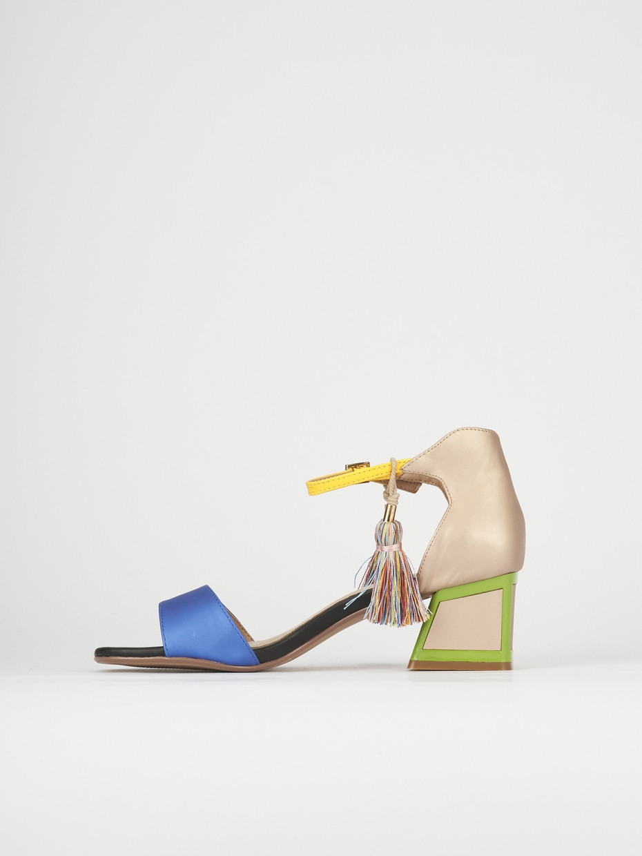 Sandali tacco 6cm pelle blu