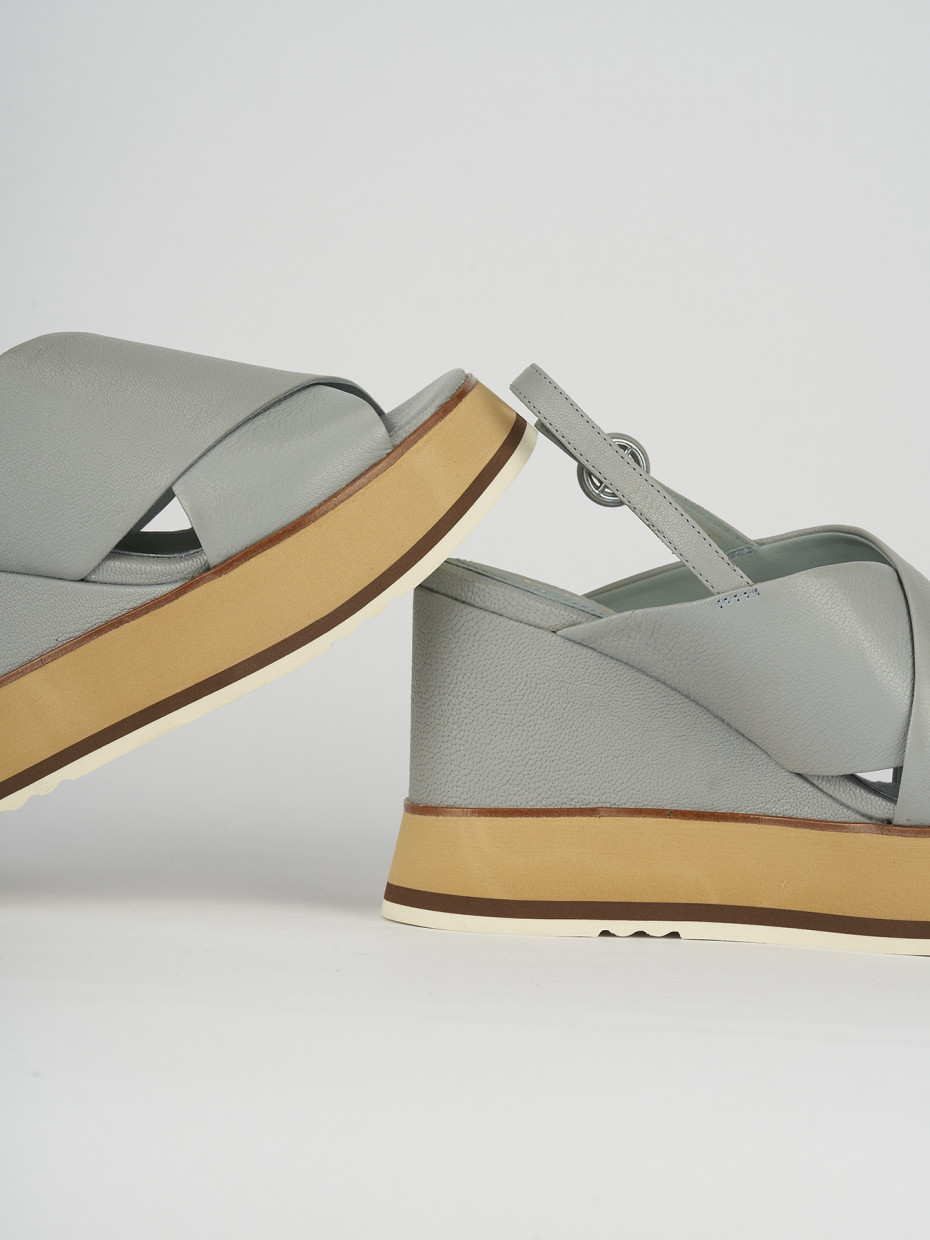 Wedge heels heel 9 cm light blue leather