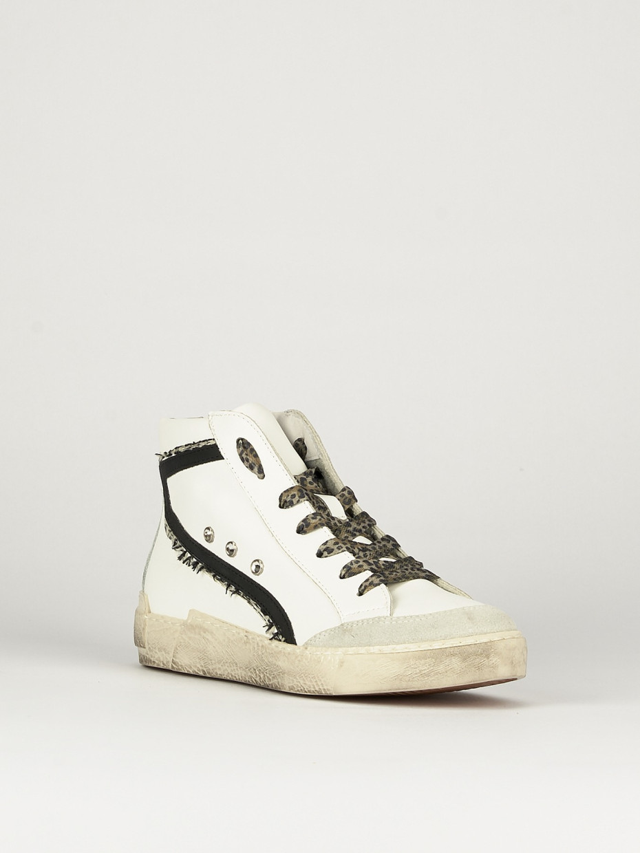 Sneakers heel 1 cm white leather