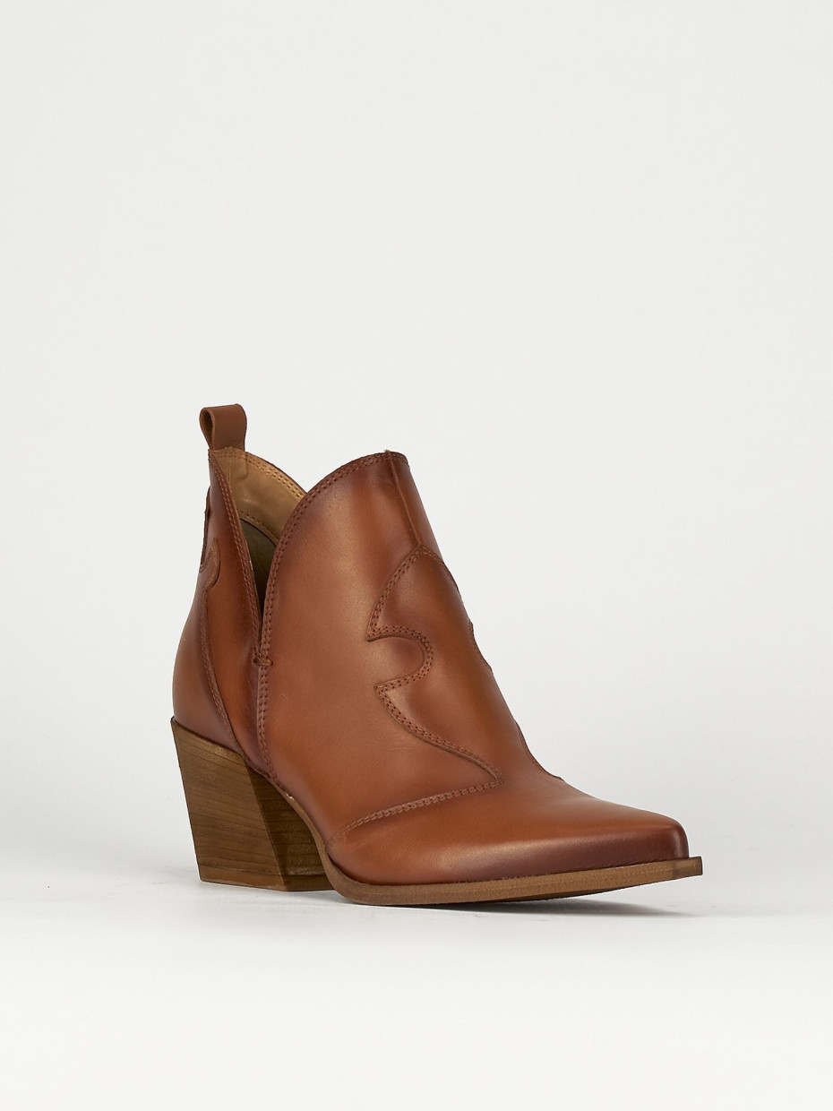 Stivaletti tacco 6cm pelle marrone