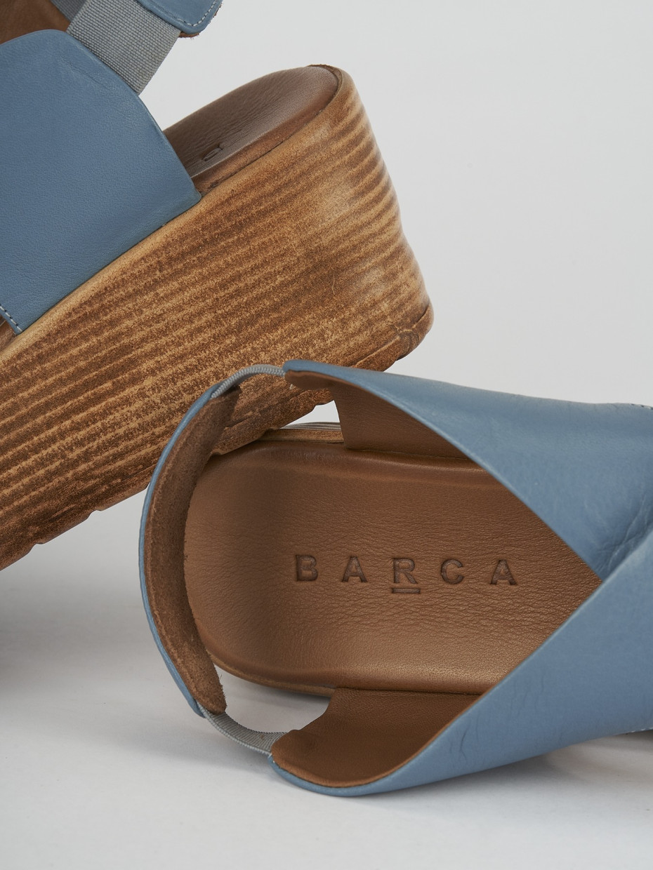 Wedge heels heel 6 cm light blue leather