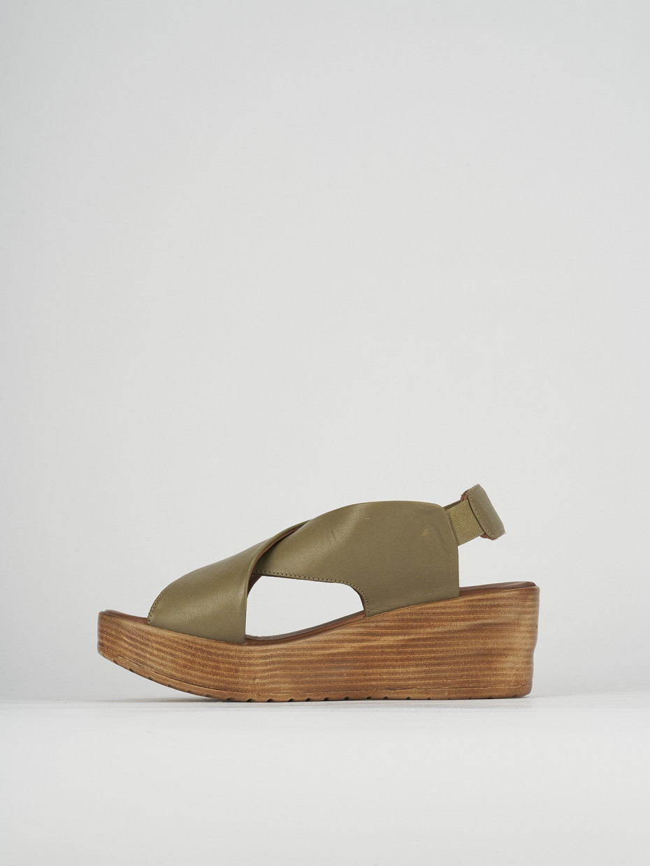 Wedge heels heel 6 cm green leather