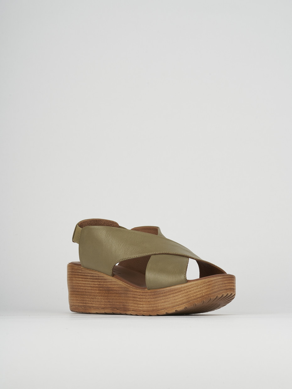 Wedge heels heel 6 cm green leather