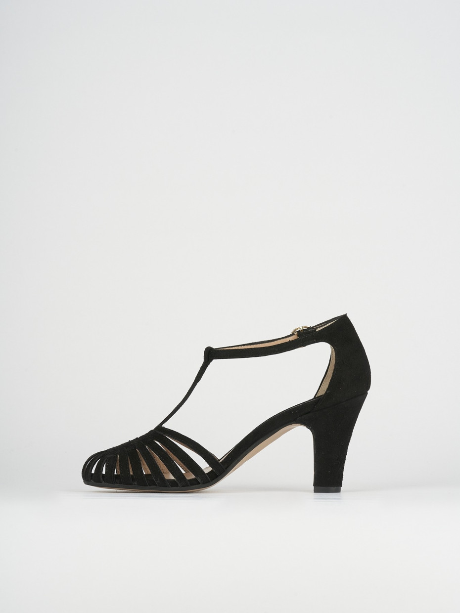 Sandali tacco 5cm camoscio nero Barca Stores