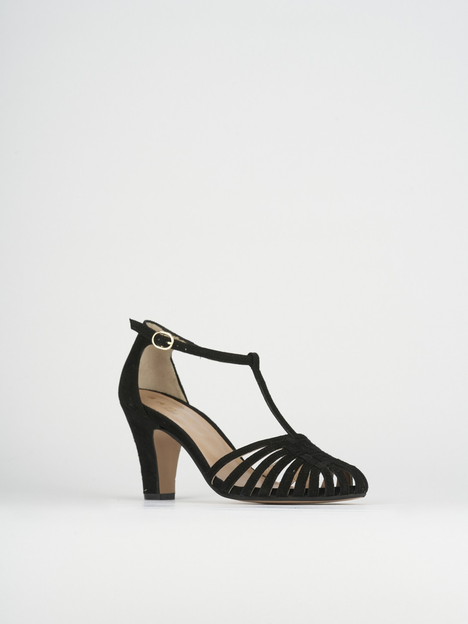 Sandali tacco 5cm camoscio nero Barca Stores
