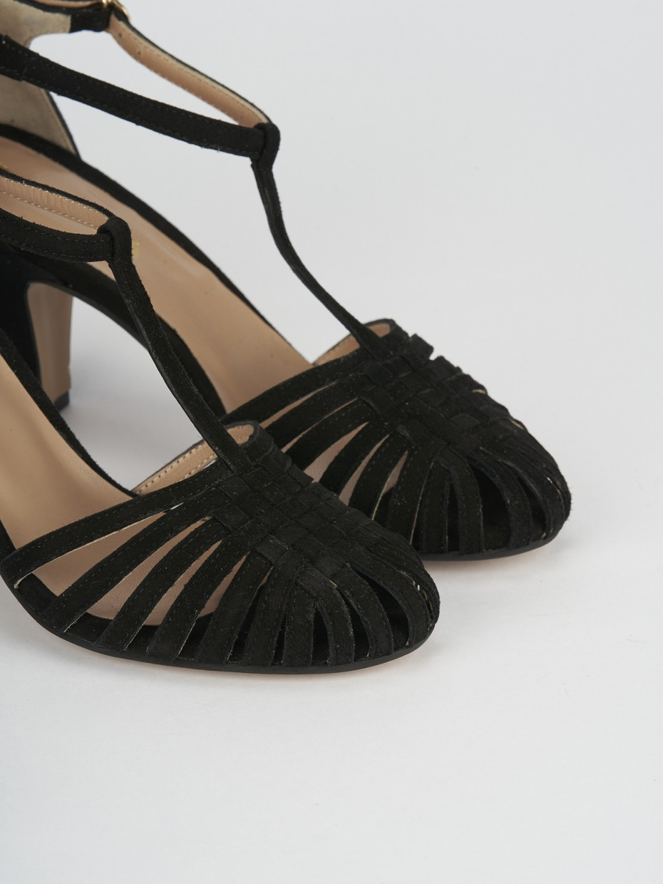 Sandali tacco 5cm camoscio nero Barca Stores