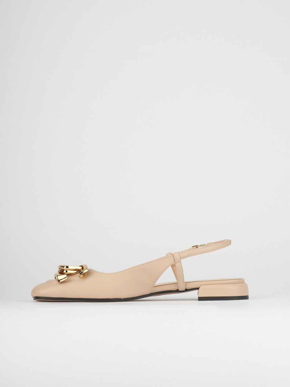 Flat shoes heel 1 cm pink leather