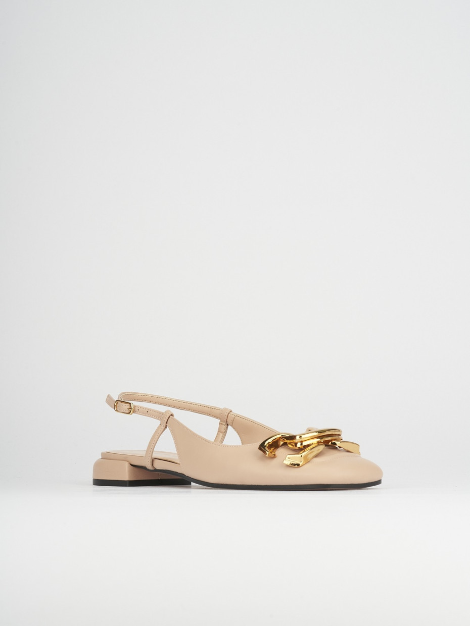 Flat shoes heel 1 cm pink leather