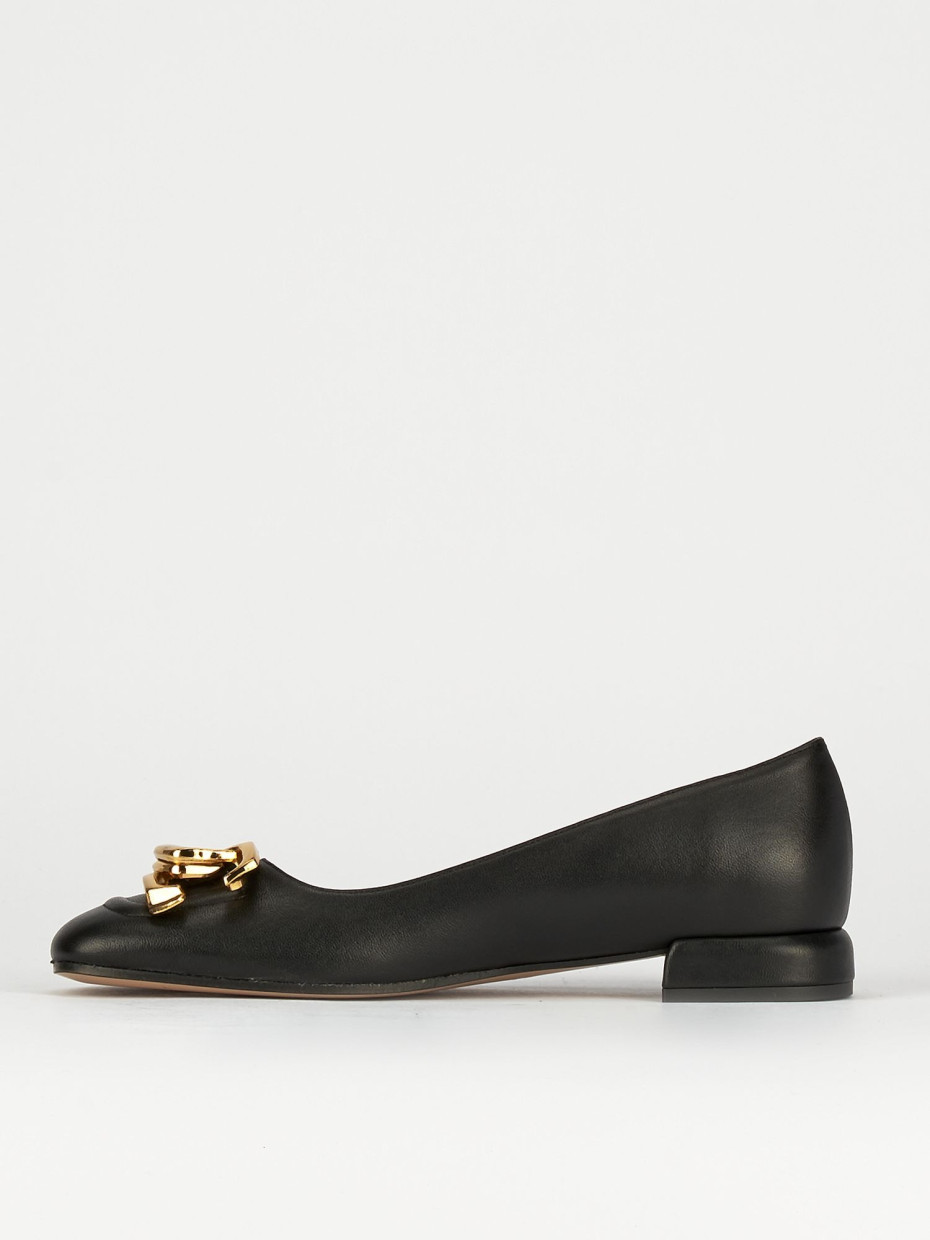 Mocassino tacco 1 cm nero pelle