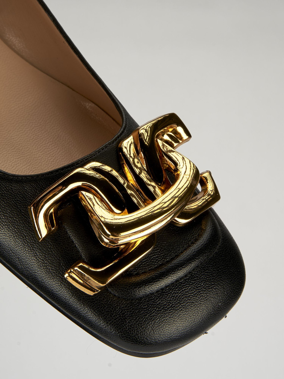 Mocassino tacco 1 cm nero pelle