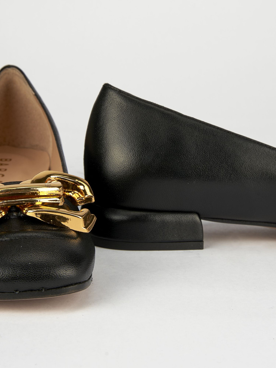 Mocassino tacco 1 cm nero pelle