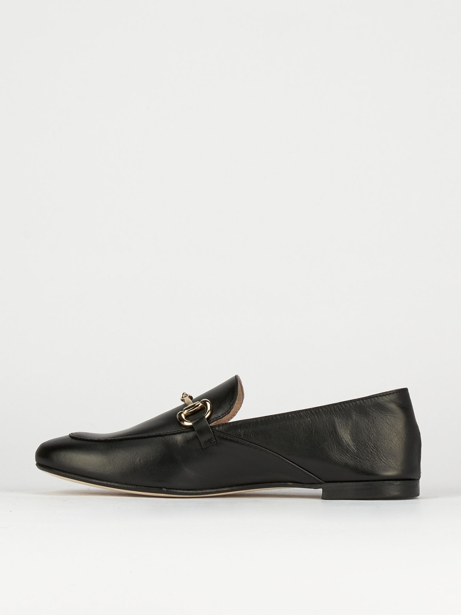 Mocassino tacco 1 cm nero pelle