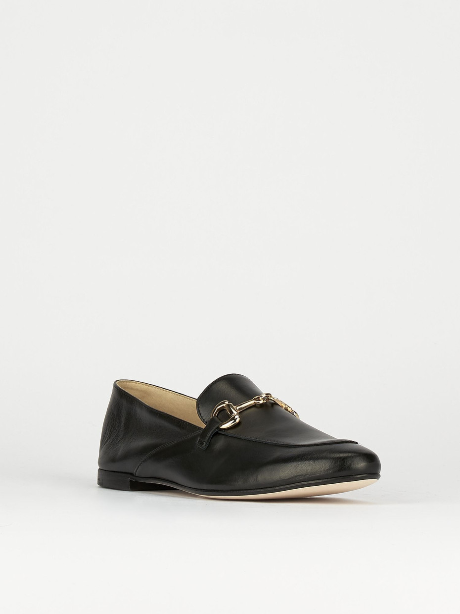 Mocassino tacco 1 cm nero pelle