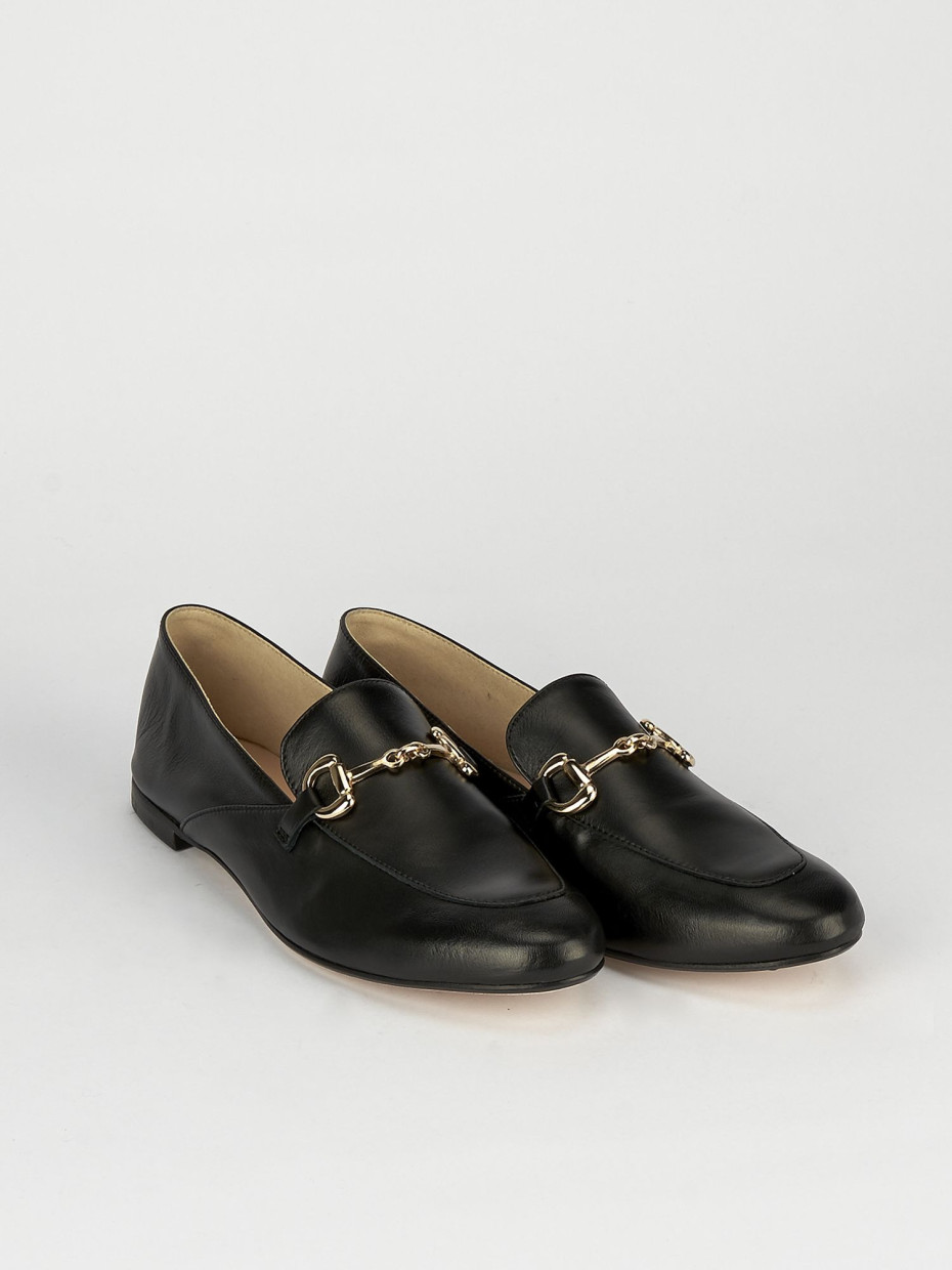 Mocassino tacco 1 cm nero pelle